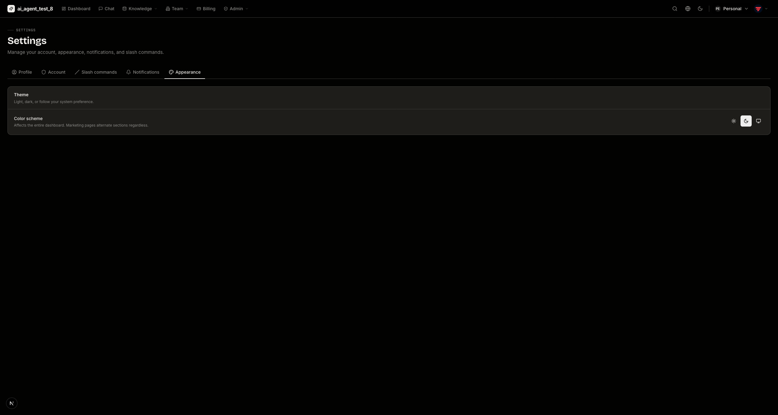 Appearance — dark