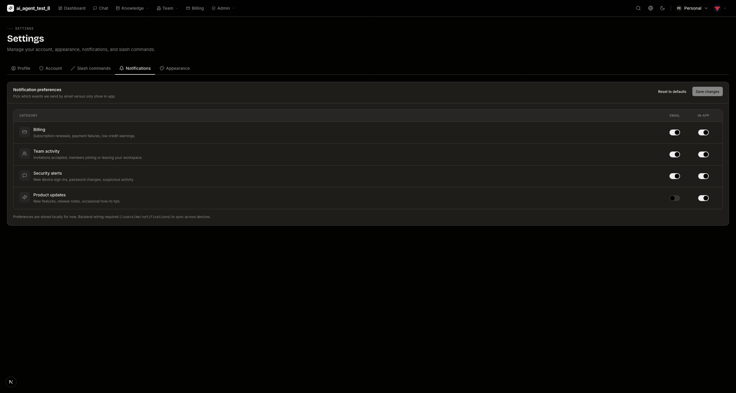 Notifications — dark